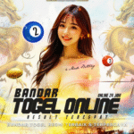 A promotional image for an online lottery service featuring a smiling woman, lottery balls, and decorative dragon elements.